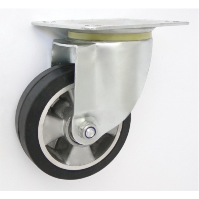 KOŁO ALUMINIUM-GUMA 125MM OBUDOWA SKRĘTNA A22G