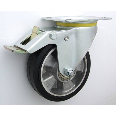 KOŁO ALUMINIUM-GUMA 160MM OBUDOWA SKRĘTNA+HAM. WZM. A45GWH