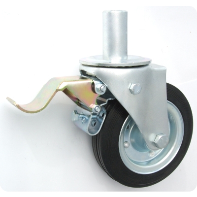KOŁO METAL-GUMA 160MM OBUDOWA Z TRZPIENIEM+HAMULEC 46H