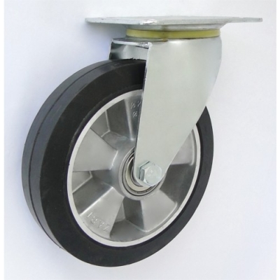 KOŁO ALUMINIUM-GUMA 200MM OBUDOWA SKRĘTNA A62G