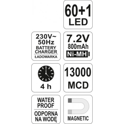 LAMPA DIODOWA WARSZTATOWA LED 60+1