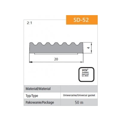 USZCZELKA SAMOPRZYLEPNA CZARNA SD-52/4-0 DGP 20*4  MB