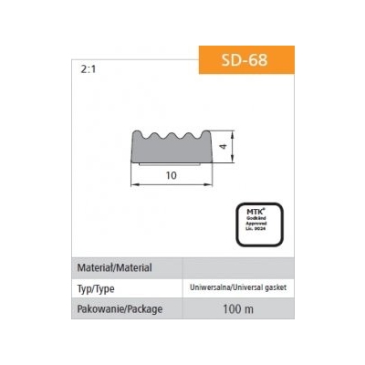 USZCZELKA SAMOPRZYLEPNA CZARNA D-68/4-0 10*4MM MB