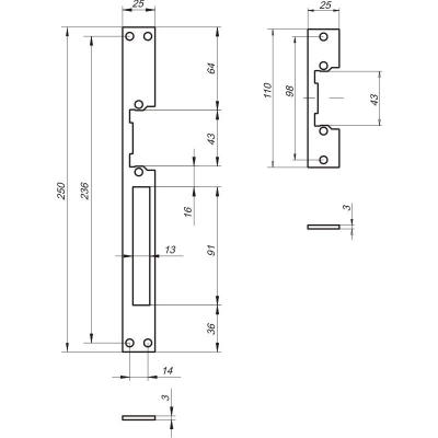 ZACZEP PŁASKI DO ELEKTROZACZEPU RE54 SZEROKOŚĆ 25MM MODEL L