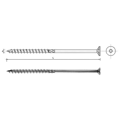 WKRĘT DO DREWNA Z ŁBEM STOŻKOWYM NA TORX 10*180MM T40