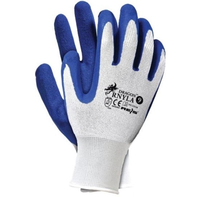 RĘKAWICE NYLONOWE POWLEKANE LATEXEM, NIEBIESKIE RNYLA 11