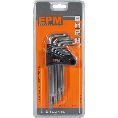 KOMPLET KLUCZY TORX TYP L T10-T50 9SZT. ŚREDNIE