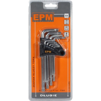 KOMPLET KLUCZY TORX TYP L T10-T50 9SZT. DŁUGIE