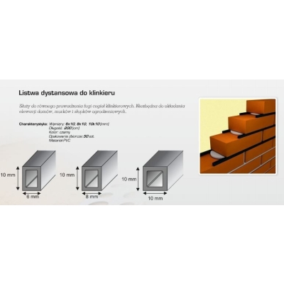 LISTWA DYSTANSOWA DO CEGŁY KLINKIEROWEJ 10*10MM 2MB