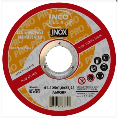 TARCZA PŁASKA INOX T1A 125*1.0*22