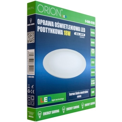 PANEL LED PODTYNKOWY OKRĄGŁY SLIM 18W, 1440LM, 225MM