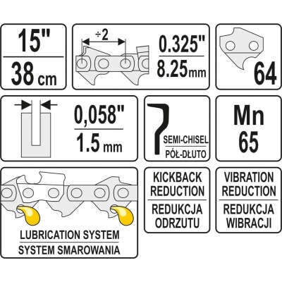 ŁAŃCUCH TNĄCY DO PILARKI 15'' .325 1.5MM 64Z