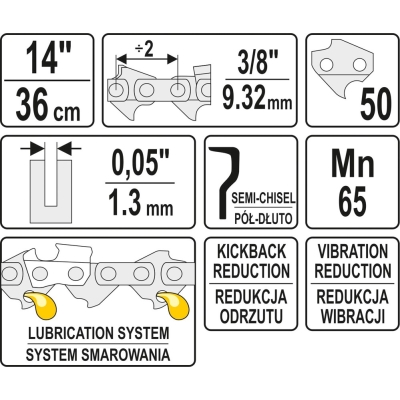 ŁAŃCUCH TNĄCY DO PILARKI 14'' 3/8'  1.3MM 50Z