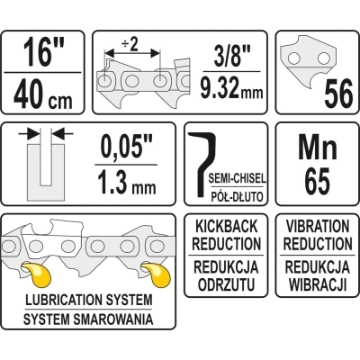 ŁAŃCUCH TNĄCY DO PILARKI 16'' 3/8'  1.3MM 56Z