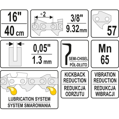 ŁAŃCUCH TNĄCY DO PILARKI 16'' 3/8'  1.3MM 57Z