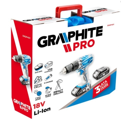 WIERTARKO-WKRĘTARKA Z UDAREM 2*18V LI-ION/2.5AH WALIZKA