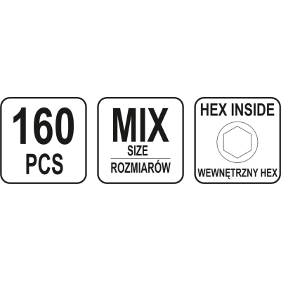 160 SZT ŚRUB IMBUSOWYCH BEZ ŁBA USTALAJĄCE MIX