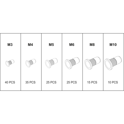 ZESTAW NITONAKRĘTEK STALOWYCH M3- M10, 150SZT