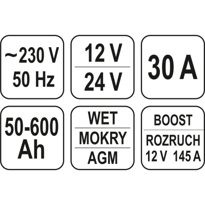 PROSTOWNIK ELEKTRONICZNY Z WSPOMAGANIEM ROZRUCHU 12/24V 30A