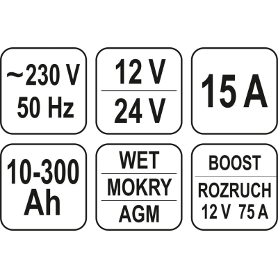 PROSTOWNIK ELEKTRONICZNY Z WSPOMAGANIEM ROZRUCHU 12/24V 15A