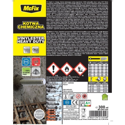 ŻYWICA VINYLOESTROWA 300ML,KOTWA CHEMICZNA