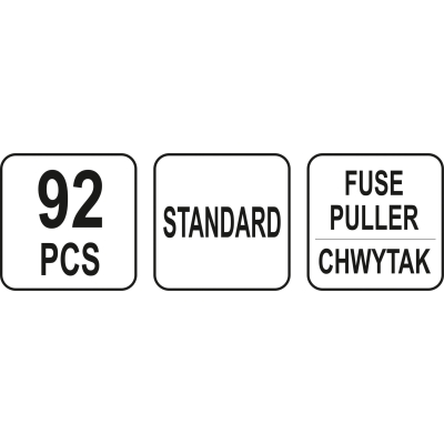ZESTAW 92 BEZPIECZNIKÓW PŁYTKOWYCH STANDOWYCH