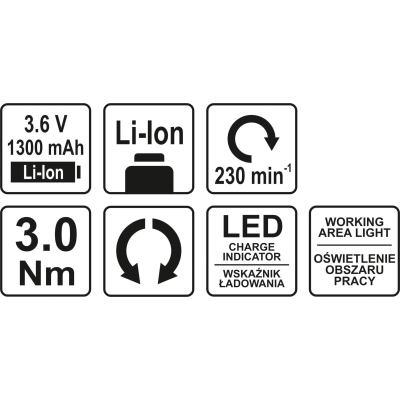 WKRĘTAK AKUMULATOROWY 3.6V 1.3 AH