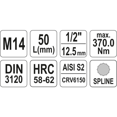 KLUCZ TRZPIENIOWY L55MM  SPLINE 1/2'' M14