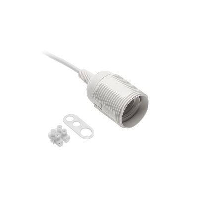 OPRAWKA E27 Z PRZEWODEM I KOSTKĄ 240V 60W, 2X0,75MM2 BIAŁA