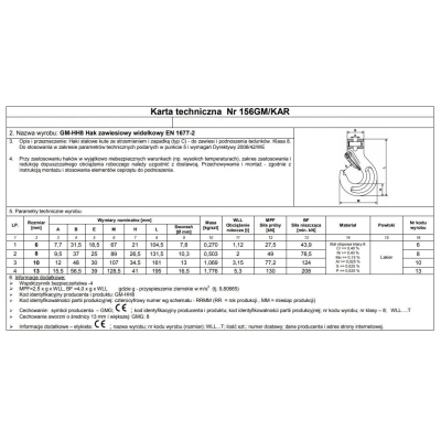 HAK ZAWIESIOWY WIDEŁKOWY Z ZABEZPIECZENIEM G8 13MM WLL5.3T