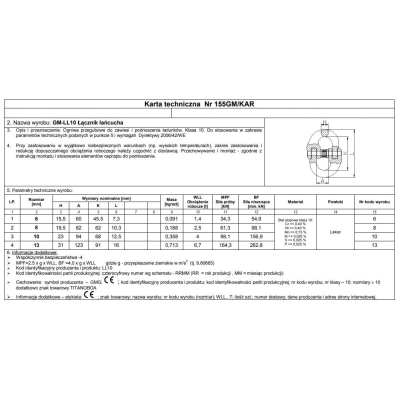 OGNIWO PRZEGUBOWE GM-LL G10 8MM WLL 2.5T