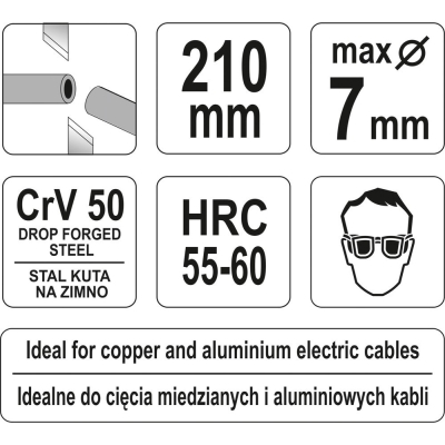 SZCZYPCE DO CIĘCIA PRZEWODÓW 210MM MAX.7MM