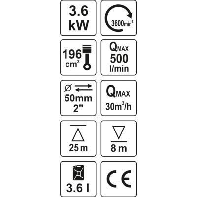 MOTOPOMPA DO WODY SPALINOWA 2'' 5,9HP 36M3/H