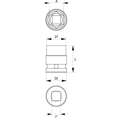 NASADKA KRÓTKA UDAROWA 6-KĄTNA 1'' 48MM