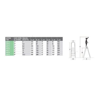 DRABINA LADY6, ALUMINIOWA PROFESJONALNA 6 STOPNI