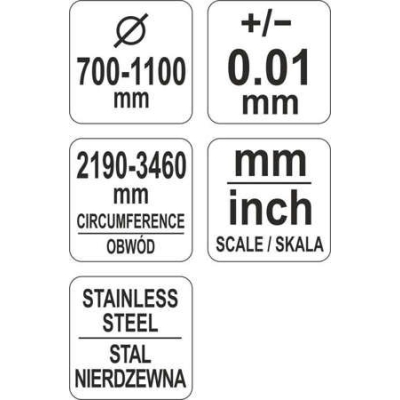 TAŚMA DO POMIARU ŚREDNICY I OBWODU2190-3460/0,1MM NIERDZEWNA