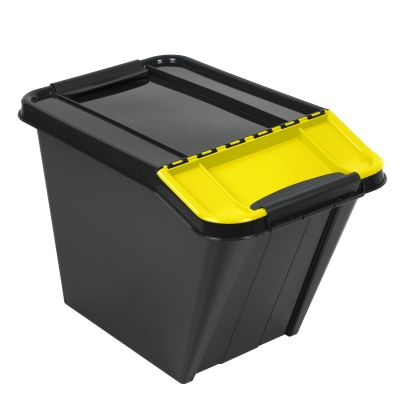POJEMNIK PRO BOX 58L POCHYŁY CZARNY, ŻÓŁTA POKRYWA