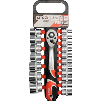 KOMPLET NASADEK Z GRZECHOTKĄ 1/2'' 19 CZĘŚCI