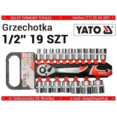 KOMPLET NASADEK Z GRZECHOTKĄ 1/2'' 19 CZĘŚCI