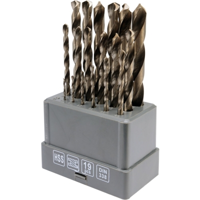 KOMPLET WIERTEŁ DO METALU HSS 1-10MM 19 SZTUK
