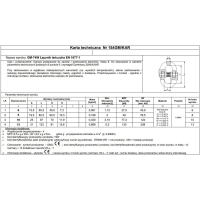 OGNIWO PRZEGUBOWE GM74W-G8 6MM WLL 1.12T