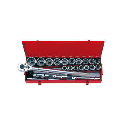 ZESTAW NASADEK 3/4'' 23 CZĘŚCI KRÓTKIE 12-KĄT.21-50MM+AKCES.