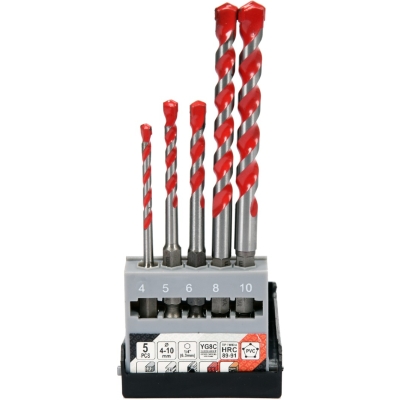 ZESTAW WIERTEŁ UNIWERSALNYCH 5SZT. 4-10MM HEX