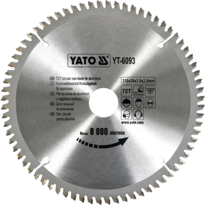 TARCZA WIDIOWA DO ALUMINIUM 210*30MM 72 ZĘBY