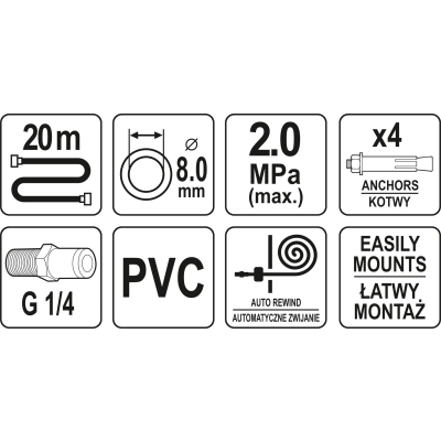 PRZEWÓD PNEUMATYCZNY NA ZWIJAKU AUTOMATYCZNYM 8MM 20M