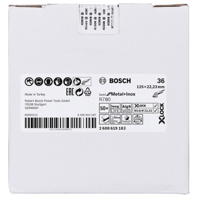 KRĄŻEK FIBROWY X-LOCK R780 GR. 36 125MM INOX