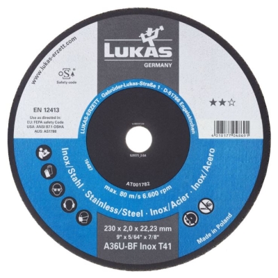 TARCZA PŁASKA T1A 125*2.0*22 A36U-BF INOX BEST LIFE