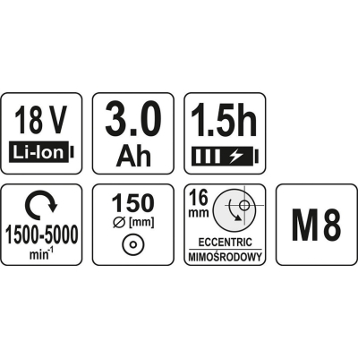 POLERKA MIMOŚRODOWA BEZSZCZOTKOWA 18V