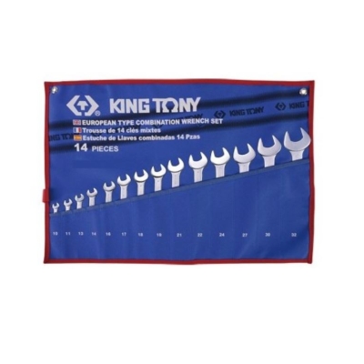 KOMPLET KLUCZY PŁASKO-OCZK. CALOWYCH 14 SZTUK 3/8''-1-1/4''
