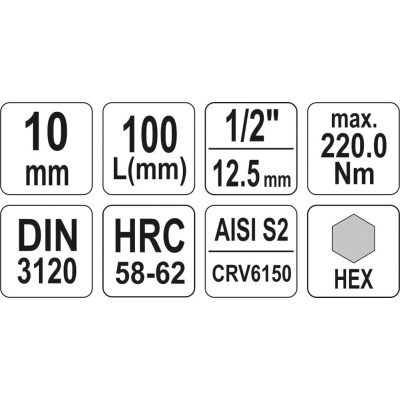 KLUCZ TRZPIENIOWY 1/2''HEX 10MM L100MM
